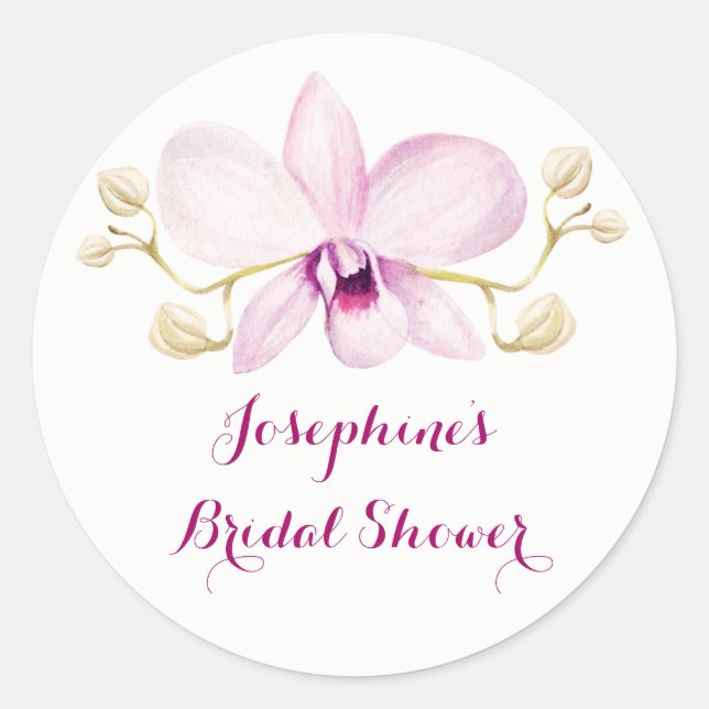 Tropisches Lila Orchid-Brautparty Runder Aufkleber (Vorderseite)