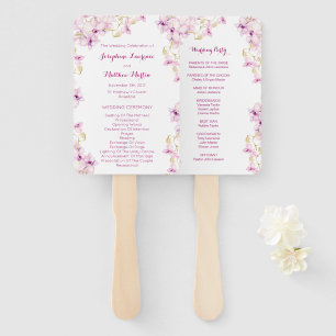 Tropisches Lila Orchid-Hochzeitsprogramm Fächer