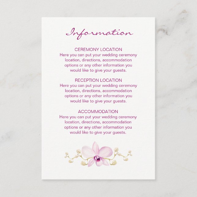 Tropisches Lila Orchideenwasser Begleitkarte (Vorderseite)