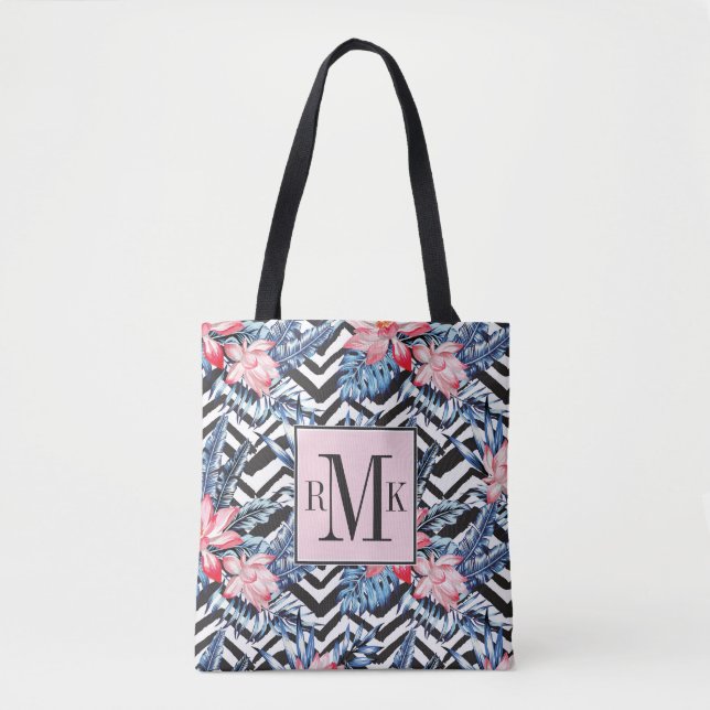 Tropisches Lotos-Blumen-Muster Tasche (Vorderseite)