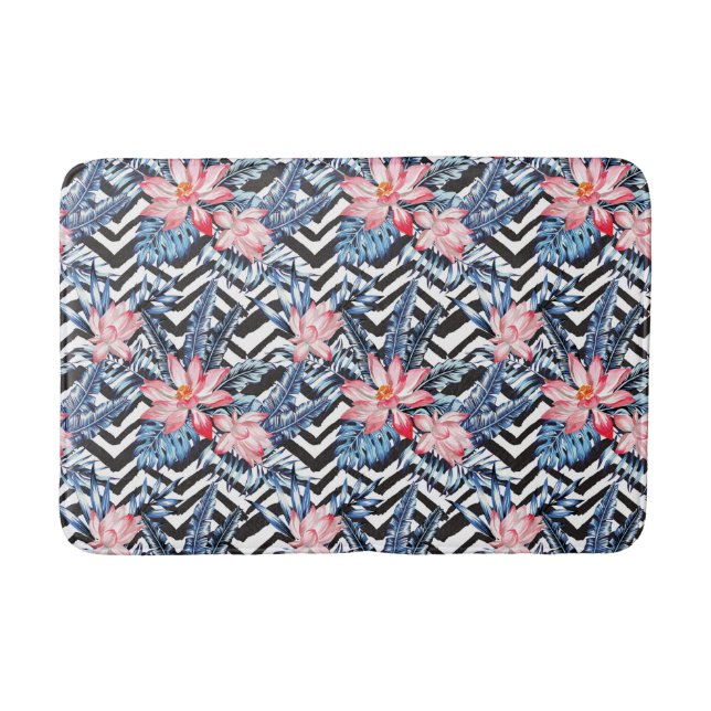 Tropisches Lotus-Blume-Muster Badematte (Vorderseite)