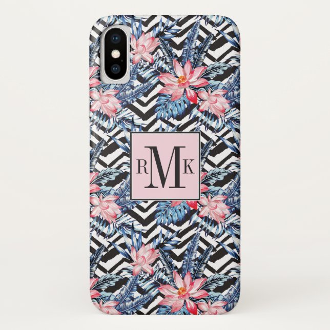 Tropisches Lotus-Blume-Muster Case-Mate iPhone Hülle (Rückseite)