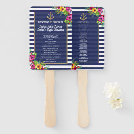 Tropisches Luau Navy Blue Stripes-Programm Fächer