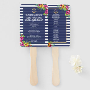 Tropisches Luau Navy Blue Stripes-Programm Fächer