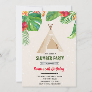 Tropisches Luau-Teepe-Schlummerthema Einladung