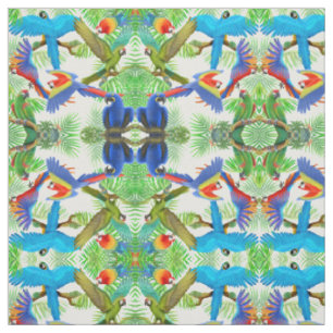 Tropisches Macaw-Papageien-Dschungel-Gewebe Stoff