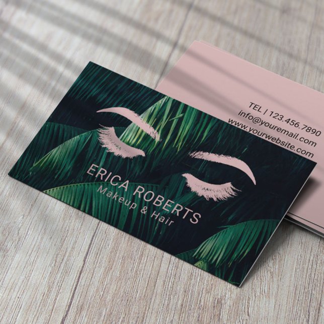 Tropisches Makeup Künstlerhair Stylist Pink Lashes Visitenkarte (Von Creator hochgeladen)