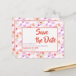 Tropisches Mango Orange Blumenmuster Save the Date Ankündigungspostkarte
