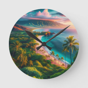 Tropisches Maui-Inselparadies Runde Wanduhr