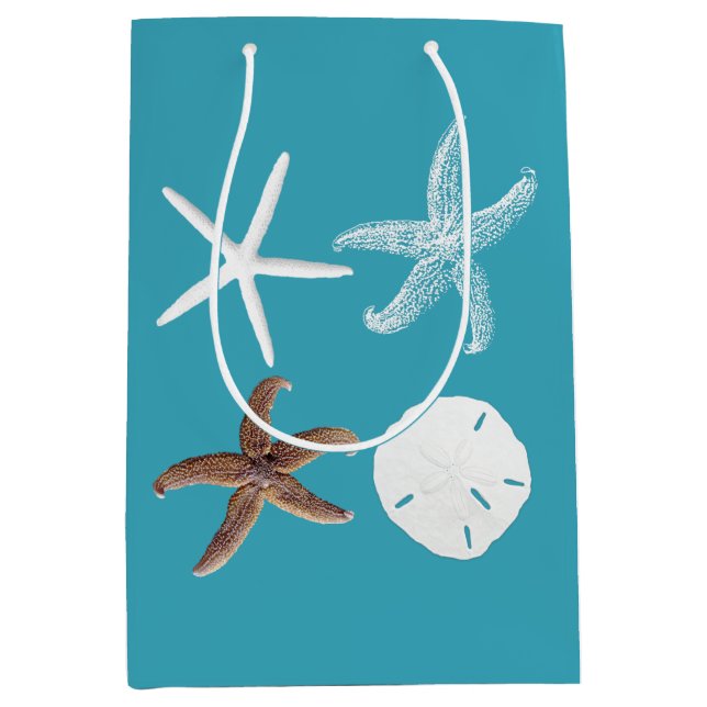 Tropisches Meer Blauer Sand Dollars Starfish Gesch Mittlere Geschenktüte (Vorderseite)