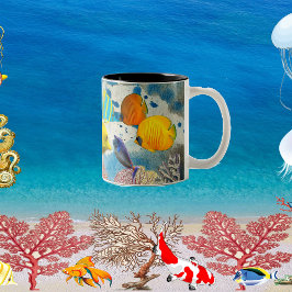 Tropisches Meer farbenfrohe Fischkorallenriff Blau Zweifarbige Tasse