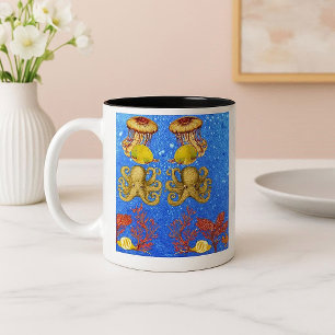 Tropisches Meer farbenfrohe Meeresfauna Tief blaue Zweifarbige Tasse