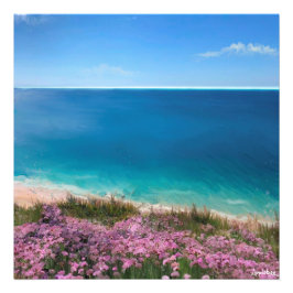 Tropisches Meer mit Blume Fotodruck