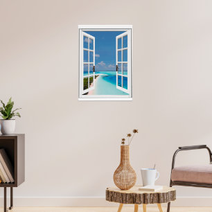Tropisches Meer und blauer Himmel Künstliche Fenst Poster