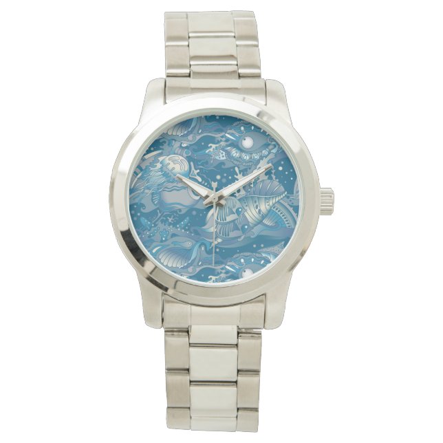 tropisches Meeresmuster Armbanduhr (Vorderseite)
