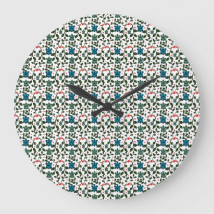 Tropisches Meeresschildkröten-Blumenmuster   Küste Große Wanduhr
