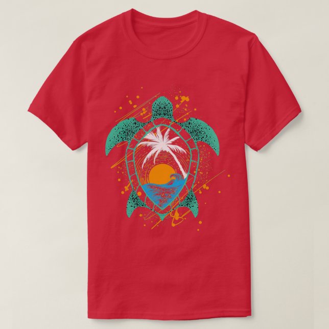 Tropisches Meeresschildkröten-Meer-Schildkröte T-Shirt (Design vorne)