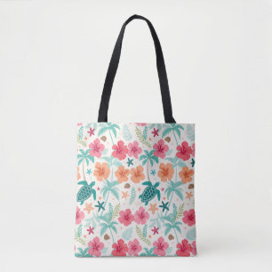 Tropisches Meeresschildkröten-Muster   Hibiskus-Pa Tasche