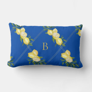 Tropisches Mittelmeer-Kobalt-Blaues Monogramm Lendenkissen