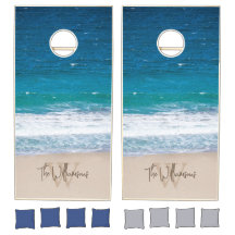 Tropisches Monogram-Set mit Ozeanwellen