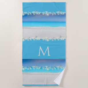 Tropisches Monogramm des blauen Wassers des Strandtuch