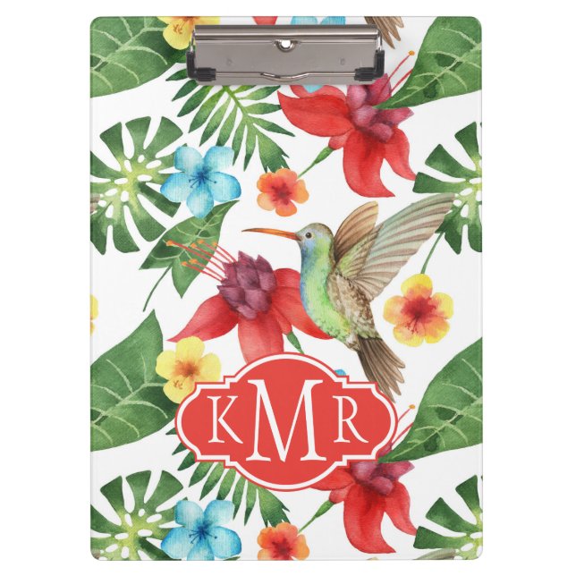 Tropisches Monogramm des Kolibri-| Klemmbrett (Vorderseite)