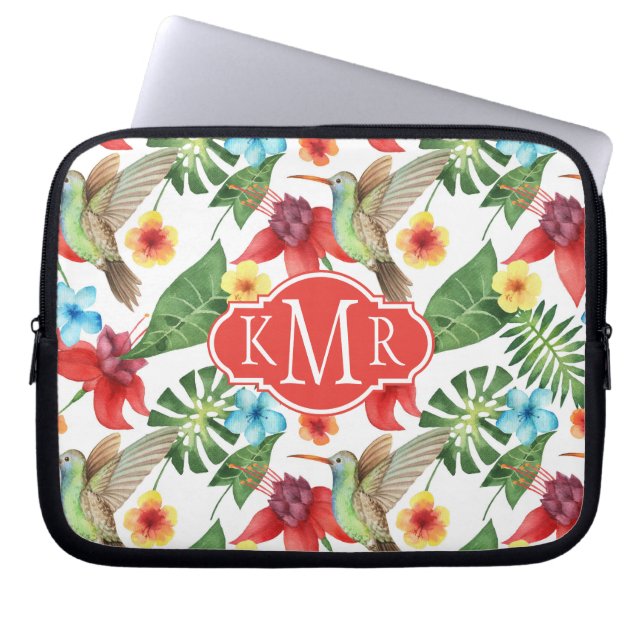 Tropisches Monogramm des Kolibri-| Laptopschutzhülle (Vorderseite)