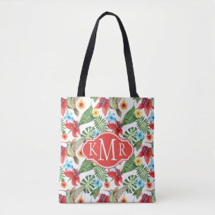 Tropisches Monogramm des Kolibri- Tasche