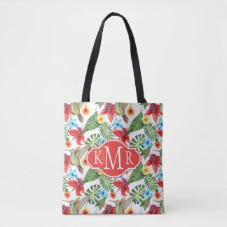 Tropisches Monogramm des Kolibri-| Tasche
