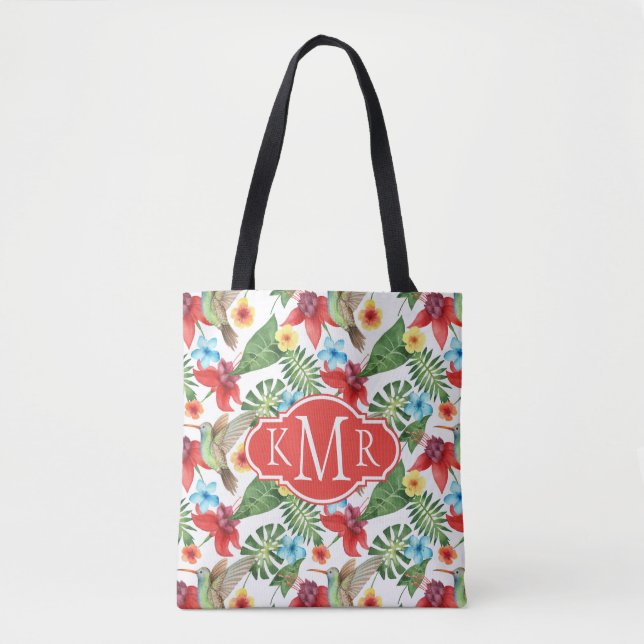 Tropisches Monogramm des Kolibri-| Tasche (Vorderseite)