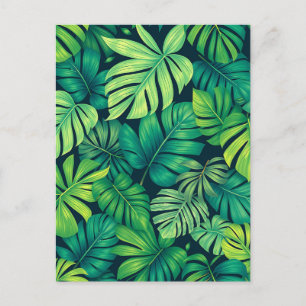 Tropisches Monstera-Blatt Dschungelmuster Postkarte