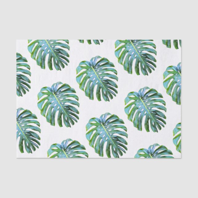 Tropisches Monstera Blatt-Fotografie-Grün Seidenpapier (Vorderseite)