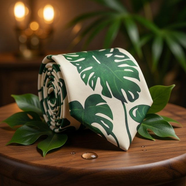 Tropisches Monstera-Blatt  Krawatte (Von Creator hochgeladen)