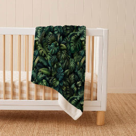 Tropisches Monstera Botanisches Grün Cozy Sherpa Sherpadecke