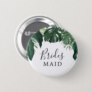 Tropisches Monstera Brautparty Bridesmaid Button