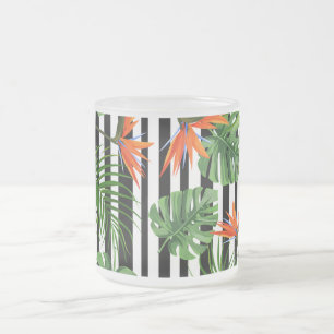 Tropisches Monstera-Gestreiftes Botanisches Muster Mattglastasse