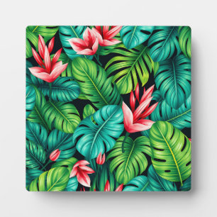 Tropisches Monstera Heliconia Dschungelmuster Fotoplatte
