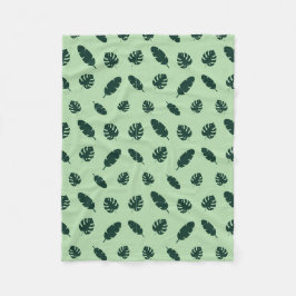 Tropisches Monstera- und Palmblatt-Nahtlosmuster Fleecedecke