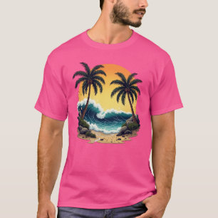Tropisches Monterey-Strand-Tattoo-Art-Design T-Shirt