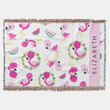 Tropisches Muster, Flamingos, Blume, Ihr Name