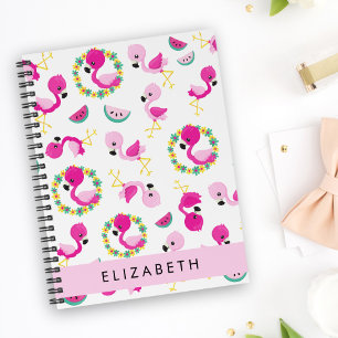 Tropisches Muster, Flamingos, Blume, Ihr Name Planer