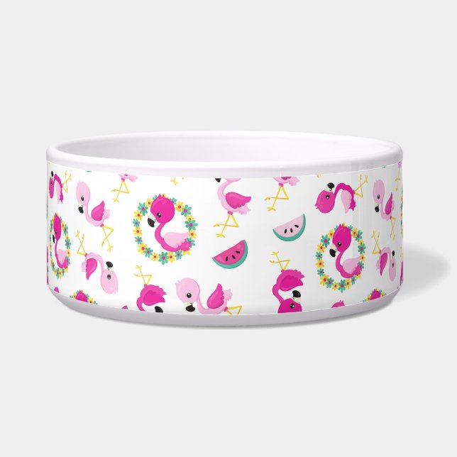 Tropisches Muster, Flamingos, Wassermelonen, Blume Napf (Vorderseite)