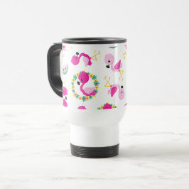 Tropisches Muster, Flamingos, Wassermelonen, Blume Reisebecher