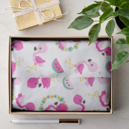 Tropisches Muster, Flamingos, Wassermelonen, Blume Seidenpapier