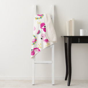 Tropisches Muster, Flamingos, Wassermelonen, Blume Sherpadecke