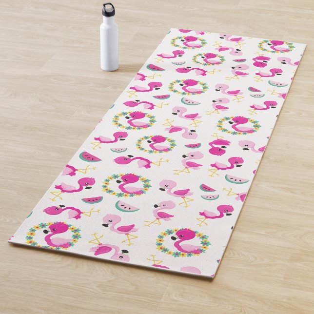 Tropisches Muster, Flamingos, Wassermelonen, Blume Yogamatte (Beispiel)