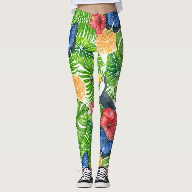 tropisches Muster Leggings (Vorderseite)