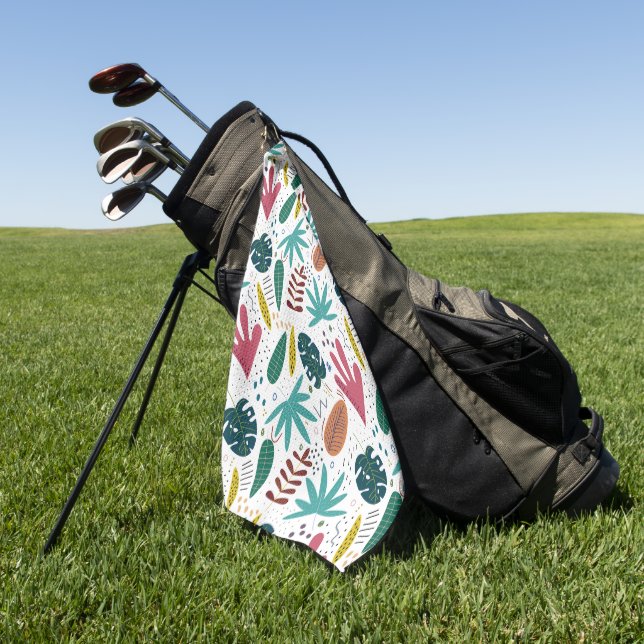 Tropisches Muster mit bunten Blätter Golfhandtuch (Gras)
