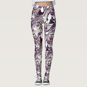 Tropisches Muster mit Palmen und Vögeln. Leggings
