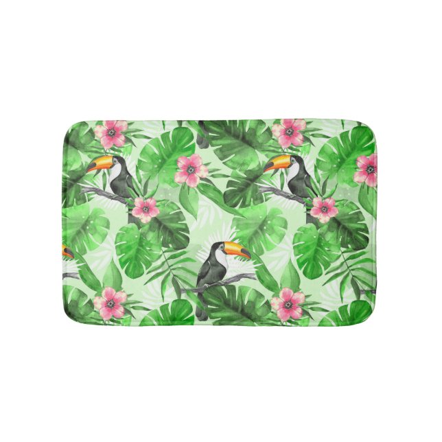 Tropisches Muster mit Toucan Badematte (Vorderseite)
